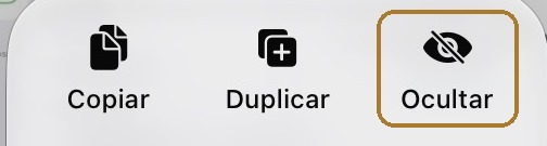 Menú de acciones rápidas en iOS 27 al mantener pulsada una miniatura, con Ocultar resaltado en la fila superior