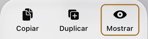 Menú de acciones rápidas en iOS 27 dentro del álbum Oculto, con Mostrar resaltado en la fila superior