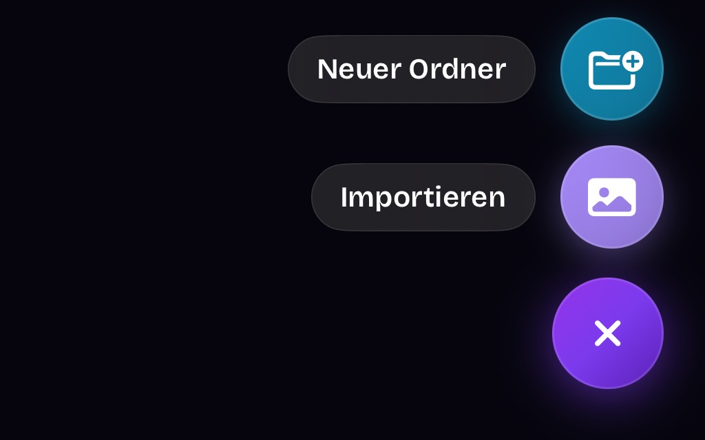 ArkWarden-Menü mit den Tasten Neuer Ordner und Importieren