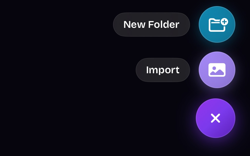 ArkWarden add menu showing New Folder and Import buttons
