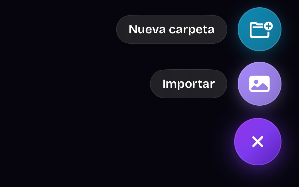 Menú para añadir de ArkWarden con los botones Nueva carpeta e Importar