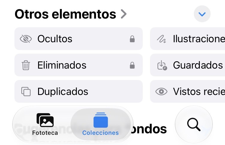 Sección Otros elementos de Fotos en iOS 27 con el álbum Eliminados y un candado